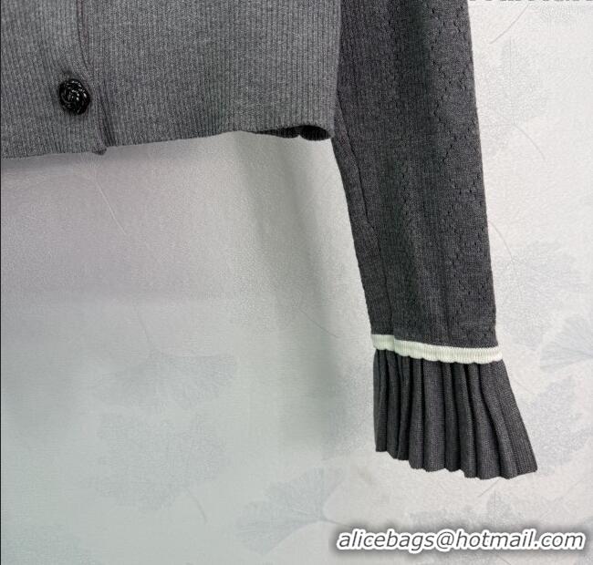 Reasonable Price Miu Miu Wool Knit Cardigan with Bloom 4004 Grey 2025