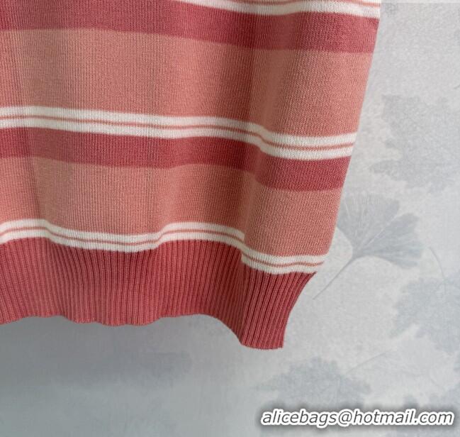 ​Buy Fashionable Miu Miu Striped Knit Vest 0814 Pink 2025