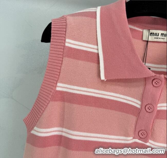 ​Buy Fashionable Miu Miu Striped Knit Vest 0814 Pink 2025