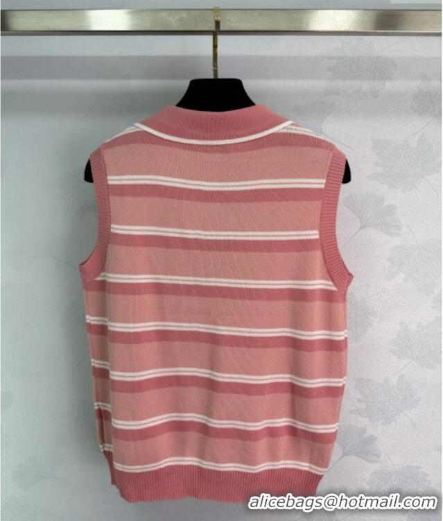 ​Buy Fashionable Miu Miu Striped Knit Vest 0814 Pink 2025