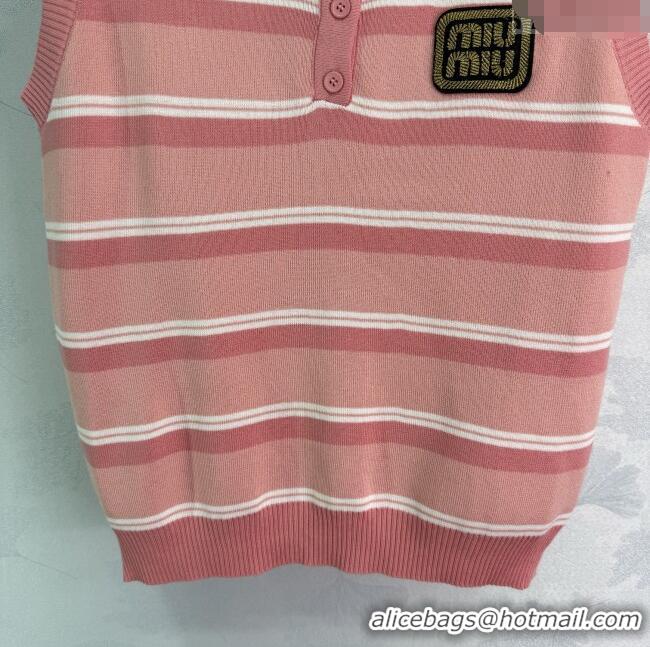 ​Buy Fashionable Miu Miu Striped Knit Vest 0814 Pink 2025
