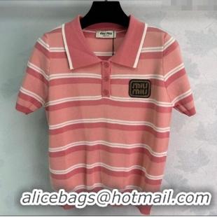 Unique Grade Miu Miu Striped Tops 0814 Pink 2025