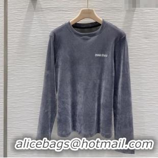 Reasonable Price Miu Miu Velvet Sweatshirt 0814 Grey 2025