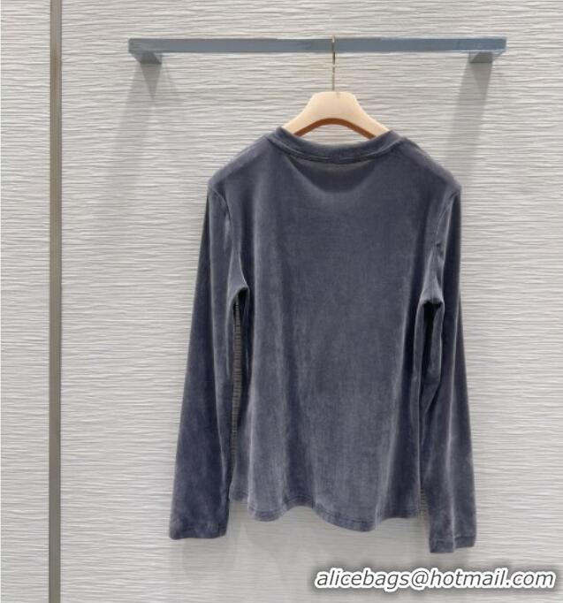 Reasonable Price Miu Miu Velvet Sweatshirt 0814 Grey 2025