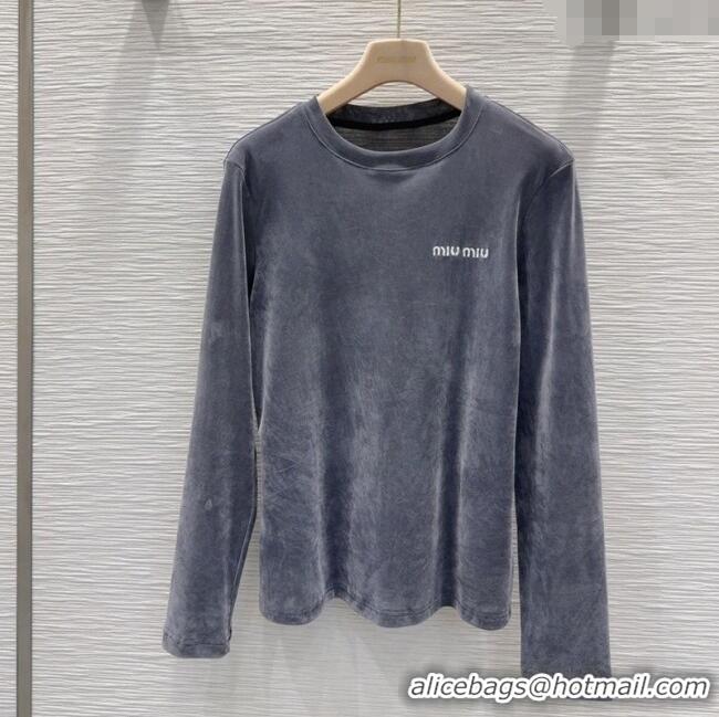 Reasonable Price Miu Miu Velvet Sweatshirt 0814 Grey 2025