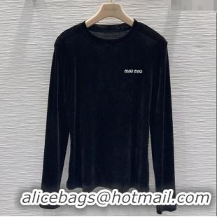 Super Quality Miu Miu Velvet Sweatshirt 0814 Black 2025