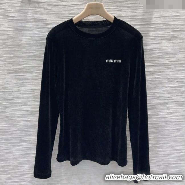 Super Quality Miu Miu Velvet Sweatshirt 0814 Black 2025