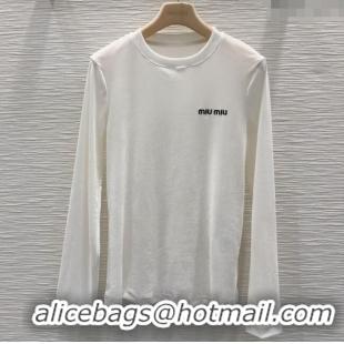 Famous Brand Miu Miu Velvet Sweatshirt 0814 White 2025