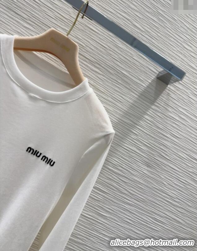 Famous Brand Miu Miu Velvet Sweatshirt 0814 White 2025