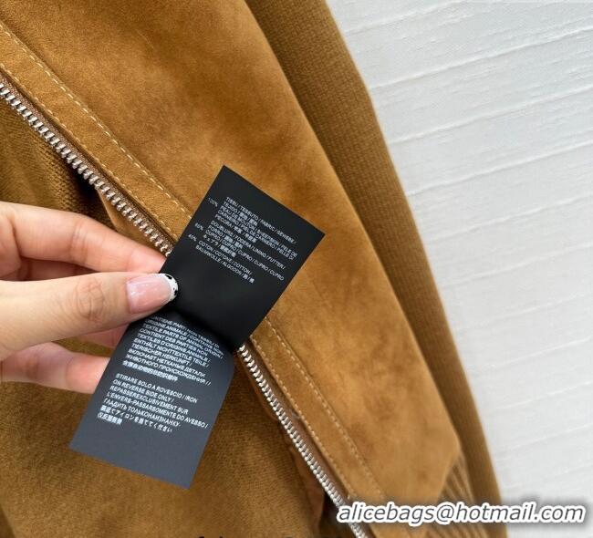 Big Discount Miu Miu Sheepskin Suede and Knit Jacket 0814 Tan Brown 2025