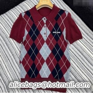 ​Good Looking Miu Miu Cashmere Plaid Polo Shirt 0814 Red 2025