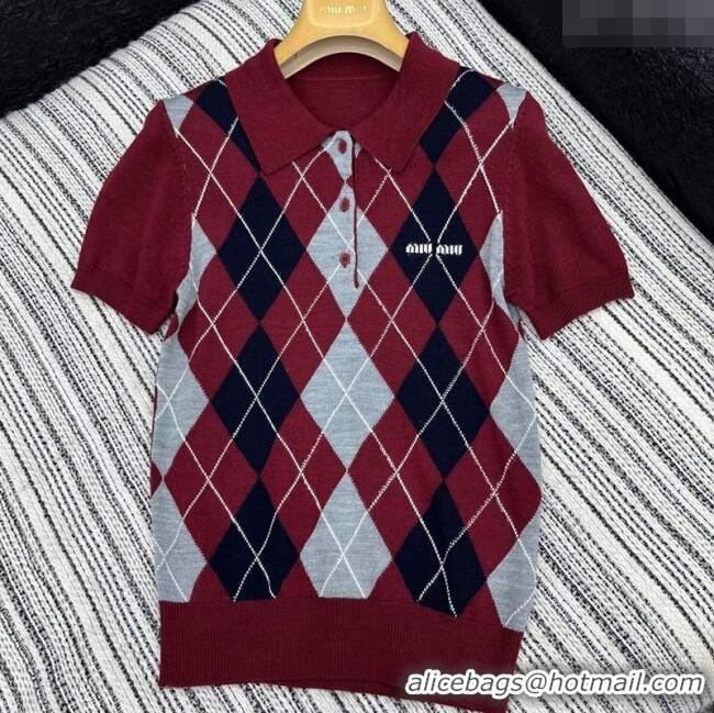 ​Good Looking Miu Miu Cashmere Plaid Polo Shirt 0814 Red 2025