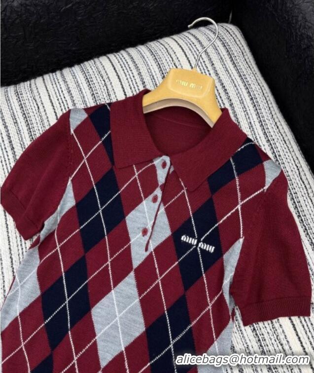 ​Good Looking Miu Miu Cashmere Plaid Polo Shirt 0814 Red 2025