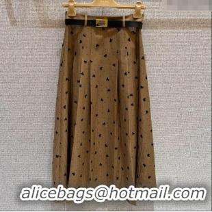 ​Good Looking Miu Miu Pleated Skirt with Print 0814 Yellow 2025