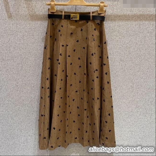 ​Good Looking Miu Miu Pleated Skirt with Print 0814 Yellow 2025