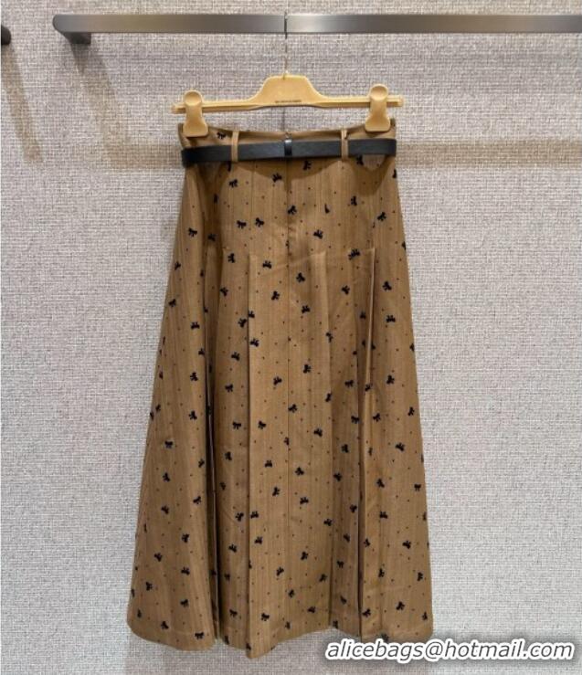 ​Good Looking Miu Miu Pleated Skirt with Print 0814 Yellow 2025