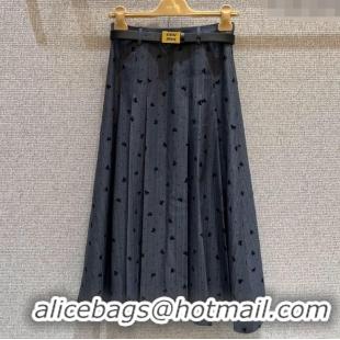 ​Top Design Miu Miu Pleated Skirt with Print 0814 Grey 2025