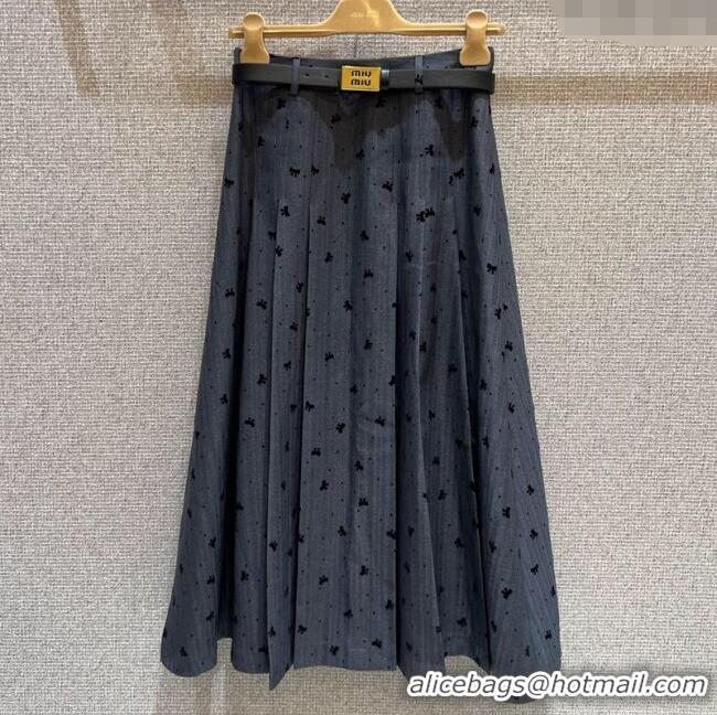 ​Top Design Miu Miu Pleated Skirt with Print 0814 Grey 2025