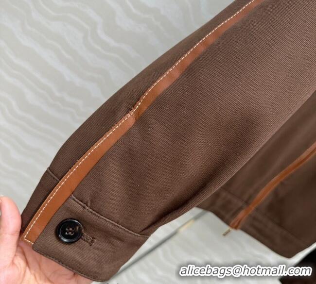 Top Grade Miu Miu Canvas and Lambskin Jacket 0814 Brown 2025