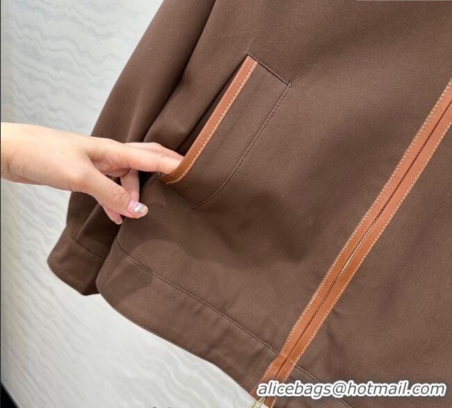 Top Grade Miu Miu Canvas and Lambskin Jacket 0814 Brown 2025