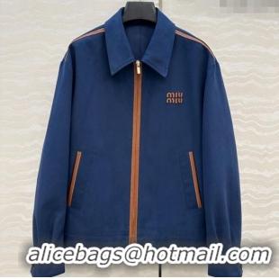 Good Taste Miu Miu Canvas and Lambskin Jacket 0814 Blue 2025