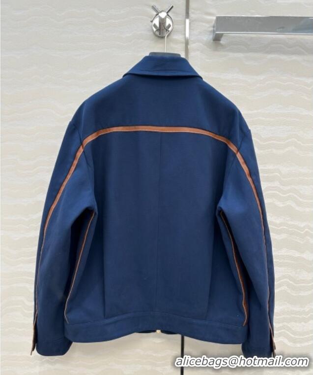 Good Taste Miu Miu Canvas and Lambskin Jacket 0814 Blue 2025