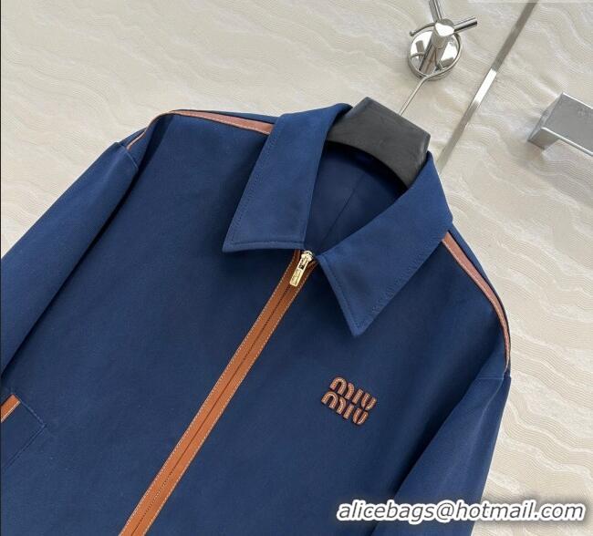 Good Taste Miu Miu Canvas and Lambskin Jacket 0814 Blue 2025