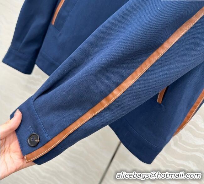 Good Taste Miu Miu Canvas and Lambskin Jacket 0814 Blue 2025