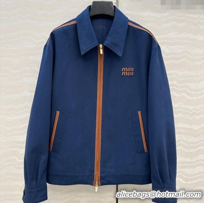 Good Taste Miu Miu Canvas and Lambskin Jacket 0814 Blue 2025