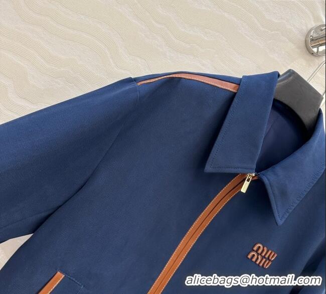 Good Taste Miu Miu Canvas and Lambskin Jacket 0814 Blue 2025
