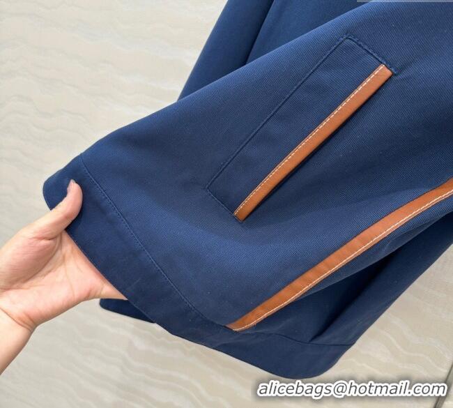 Good Taste Miu Miu Canvas and Lambskin Jacket 0814 Blue 2025