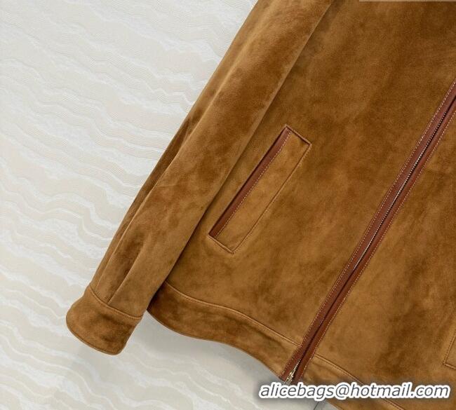Reasonable Price Miu Miu Sheepskin Suede Jacket 0814 Brown 2025