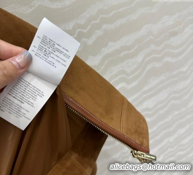 Reasonable Price Miu Miu Sheepskin Suede Jacket 0814 Brown 2025