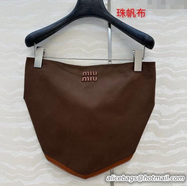 Traditional Specials Miu Miu Canvas and Lambskin Vest 0814 Brown 2025