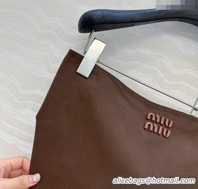 Traditional Specials Miu Miu Canvas and Lambskin Vest 0814 Brown 2025