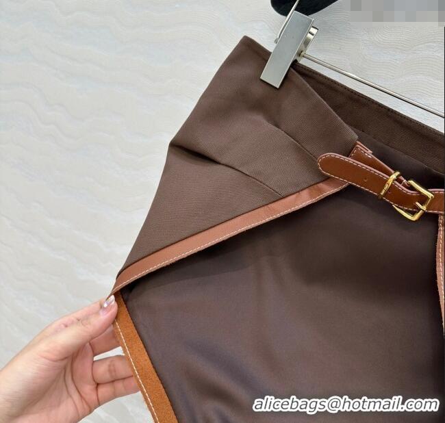 Traditional Specials Miu Miu Canvas and Lambskin Vest 0814 Brown 2025