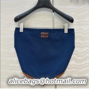 Famous Brand Miu Miu Canvas and Lambskin Vest 0814 Blue 2025