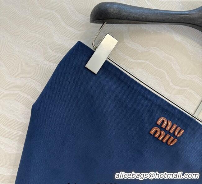 Famous Brand Miu Miu Canvas and Lambskin Vest 0814 Blue 2025