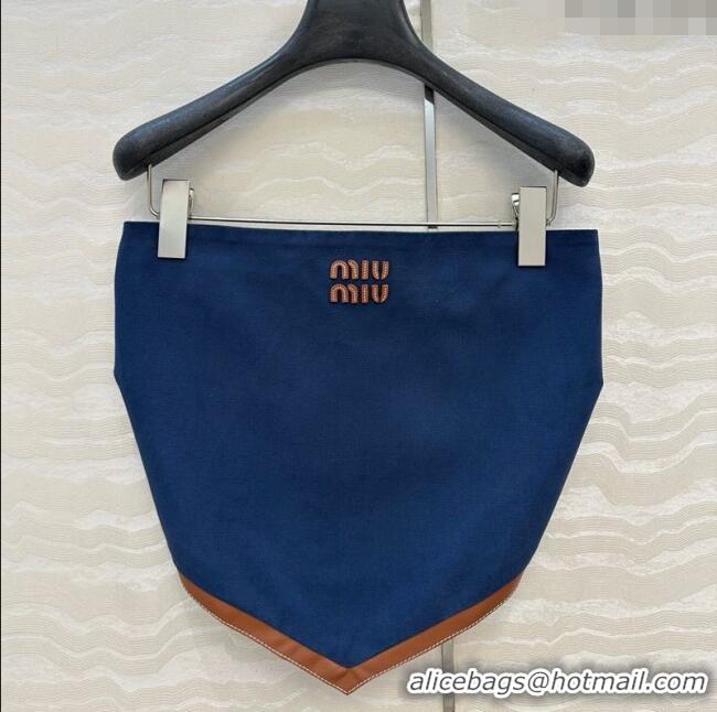 Famous Brand Miu Miu Canvas and Lambskin Vest 0814 Blue 2025