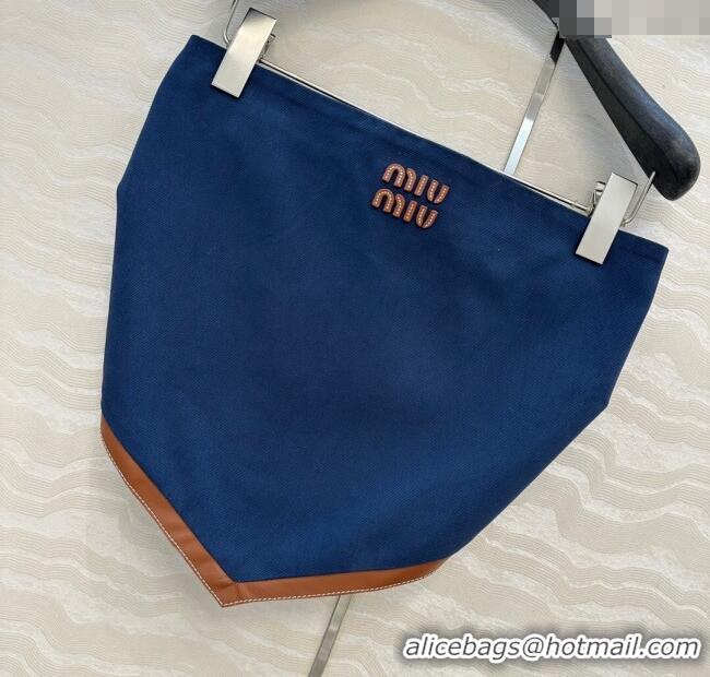 Famous Brand Miu Miu Canvas and Lambskin Vest 0814 Blue 2025