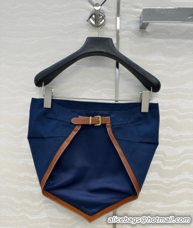 Famous Brand Miu Miu Canvas and Lambskin Vest 0814 Blue 2025