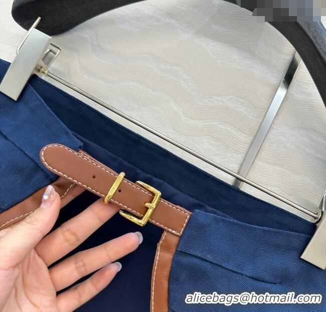 Famous Brand Miu Miu Canvas and Lambskin Vest 0814 Blue 2025