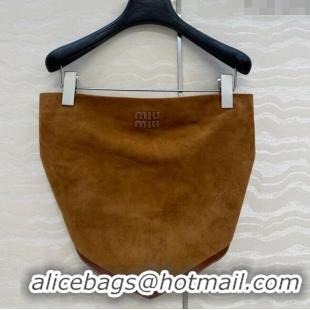 Super Quality Miu Miu Sheepskin Suede Vest 0814 Brown 2025