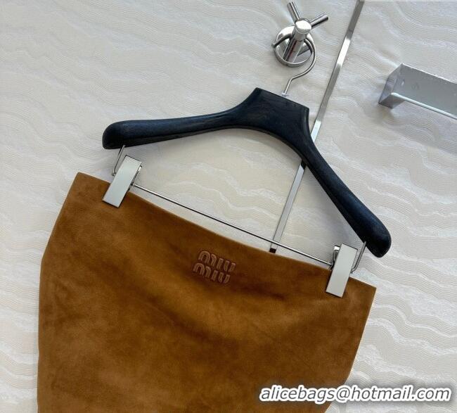 Super Quality Miu Miu Sheepskin Suede Vest 0814 Brown 2025