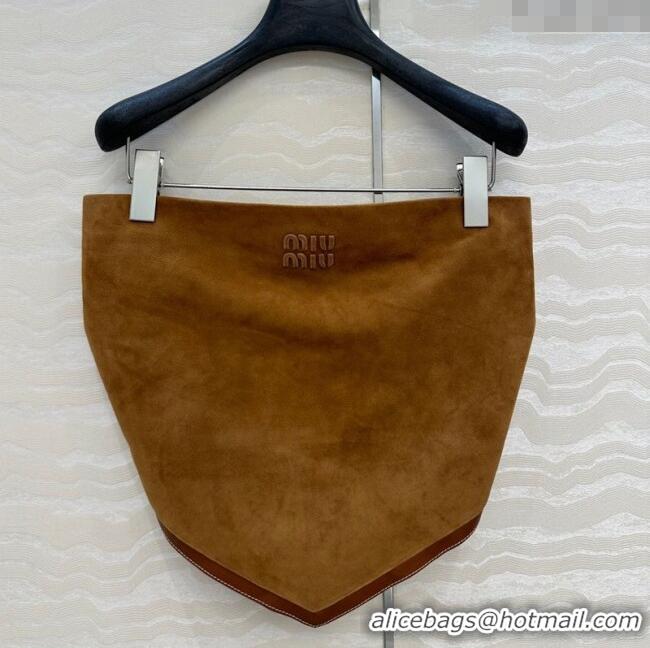 Super Quality Miu Miu Sheepskin Suede Vest 0814 Brown 2025