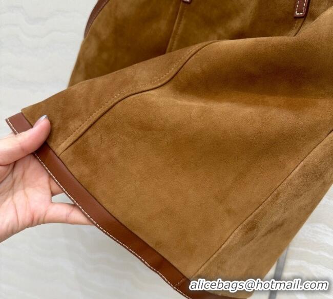 Luxury Discount Miu Miu Sheepskin Suede Skirt 0814 Brown 2025