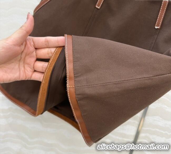 Top Quality Miu Miu Canvas and Lambskin Skirt 0814 Brown 2025