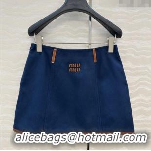 Affordable Price Miu Miu Canvas and Lambskin Skirt 0814 Blue 2025