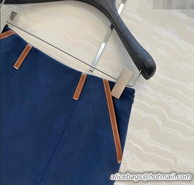 Affordable Price Miu Miu Canvas and Lambskin Skirt 0814 Blue 2025