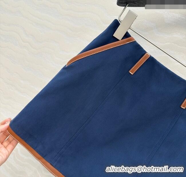 Affordable Price Miu Miu Canvas and Lambskin Skirt 0814 Blue 2025